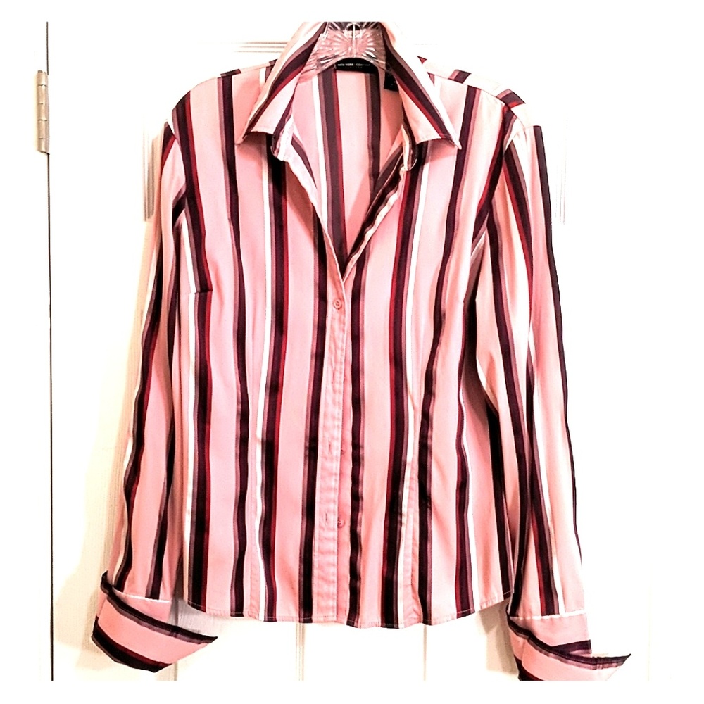 Woman's striped button down dress shirt